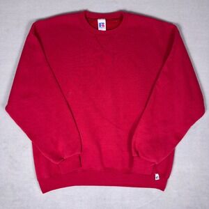 Vintage 90s Russell Athletic Crewneck Sweatshirt Red Blank V-Stitch XL Mexico